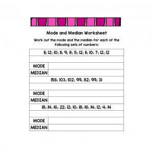 Mode and Median Worksheet