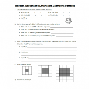 Revision Numeric and Geometric Sequences