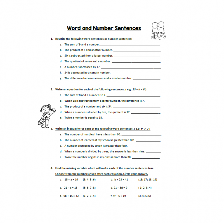 word-and-number-sentences-worksheet-learning-with-mrs-du-preez