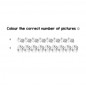 Colour the correct number of pictures