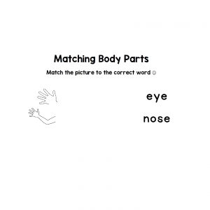 Matching body parts to words