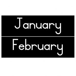 Months of the year black and white