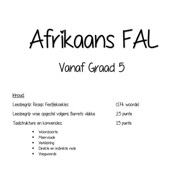 Afr Assessment - Feetjiekoekies Begripstoets