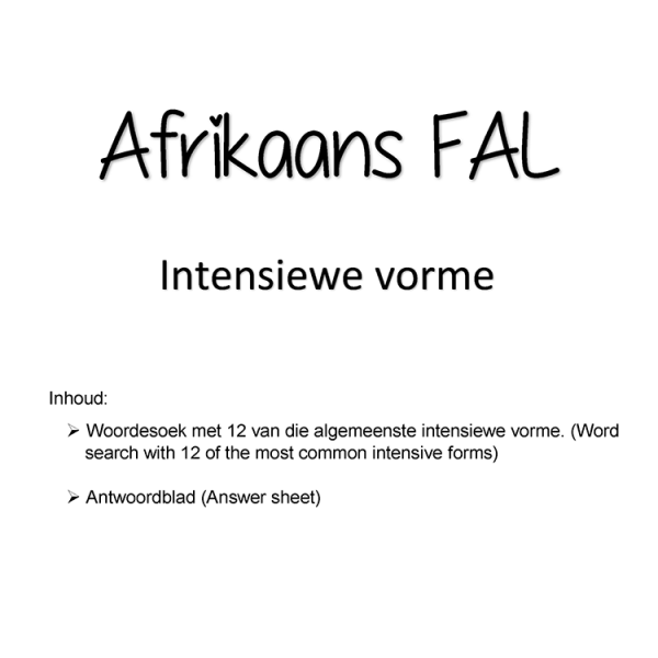 Intensiewe Vorme WordSearch