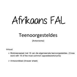 Teenoorgesteldes Crossword