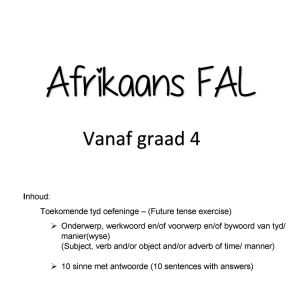 Toekomende Tyd SvO Subject verb time object manner